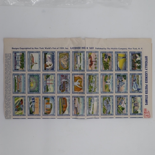 180 - Set of New York Fair officially licensed poster stamps. UK P&P Group 1 (£16+VAT for the first lot an... 