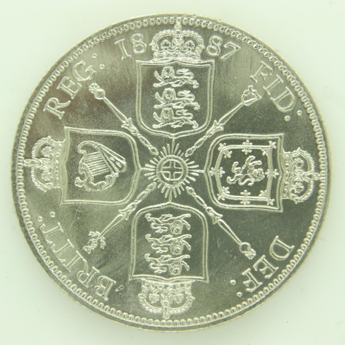 2033 - 1887 silver florin of Queen Victoria - EF with scratches. UK P&P Group 0 (£6+VAT for the first lot a... 