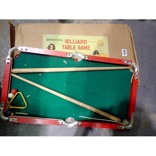 1046 - 1950's wooden billiards game. Not available for in-house P&P