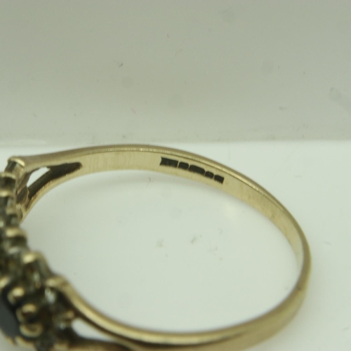 16 - 9ct gold ring set with sapphires and cubic zirconia, size Q, 1.9g. UK P&P Group 0 (£6+VAT for the fi... 