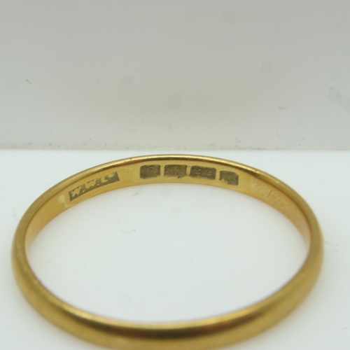 2 - 22ct gold slim profile wedding band, size R/S, 2.6g. P&P Group 0 (£6+VAT for the first lot and £1+VA... 