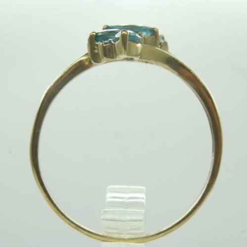 24 - 9ct gold, apatite and diamond ring, size W, 2.5g. UK P&P Group 0 (£6+VAT for the first lot and £1+VA... 