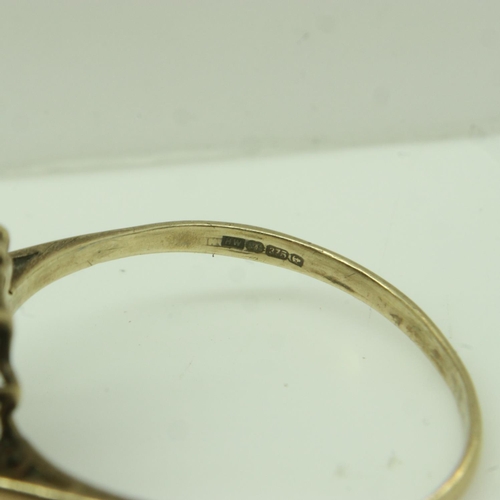 28 - 9ct gold ring set with garnet and cubic zirconia, size U, 2.2g. UK P&P Group 0 (£6+VAT for the first... 