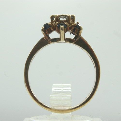 7 - 9ct gold ring set with diamonds and sapphires, size K/L, 2.7g. UK P&P Group 0 (£6+VAT for the first ... 