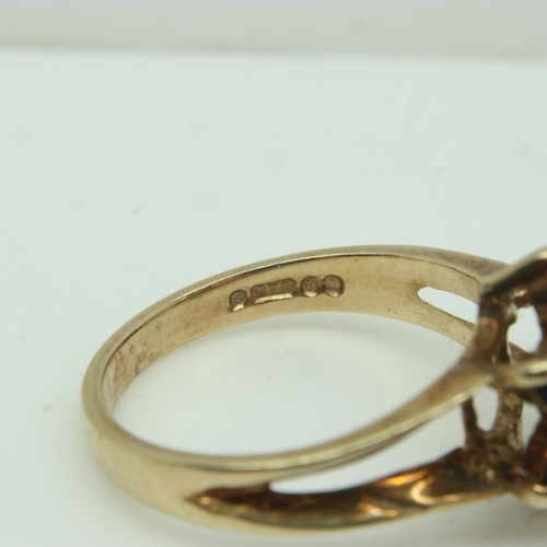 7 - 9ct gold ring set with diamonds and sapphires, size K/L, 2.7g. UK P&P Group 0 (£6+VAT for the first ... 