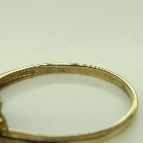 24 - 9ct gold, apatite and diamond ring, size W, 2.5g. UK P&P Group 0 (£6+VAT for the first lot and £1+VA... 