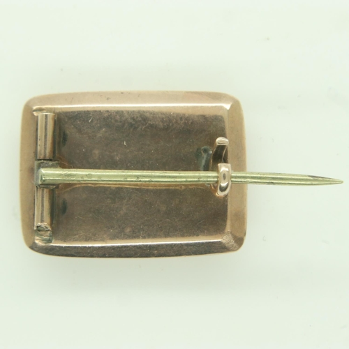 8 - Georgian 9ct rose gold and braided hair mourning brooch,  L: 20 mm, 3.4g. UK P&P Group 0 (£6+VAT for... 