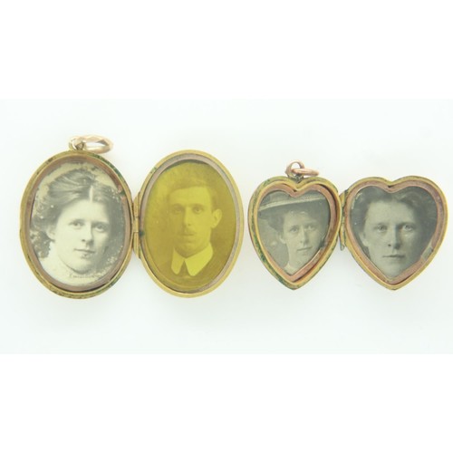 50 - Two 9ct gold locket pendants, combined 4.8g. P&P Group 0 (£6+VAT for the first lot and £1+VAT for su... 