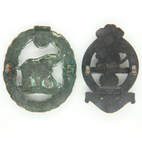 2166 - South African WWII Native Military Corps cap badge and a contemporary Princess of Wales' Own Regimen... 