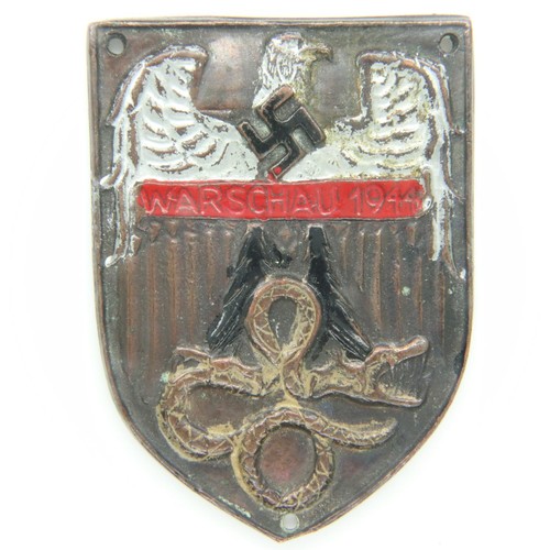 2187 - German 1944 dated Warsaw shield, later enamelled. UK P&P Group 1 (£16+VAT for the first lot and £2+V... 