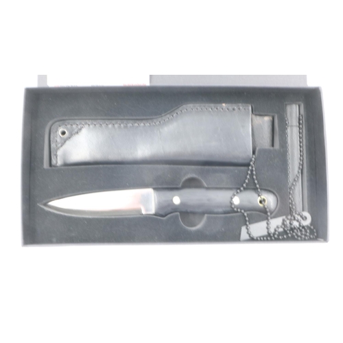 2001 - Böker Plus gift set, including hunting knife, leather sheath and fire starter, boxed. UK P&P Group 2... 