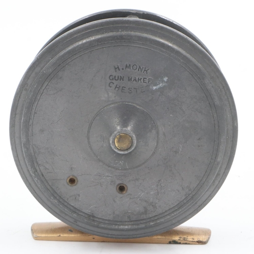 2034 - H Monk of Chester gun maker fly fishing reel. UK P&P Group 1 (£16+VAT for the first lot and £2+VAT f... 