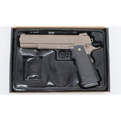 2027 - New old stock airsoft pistol, model V19 in silver, boxed. UK P&P Group 1 (£16+VAT for the first lot ... 