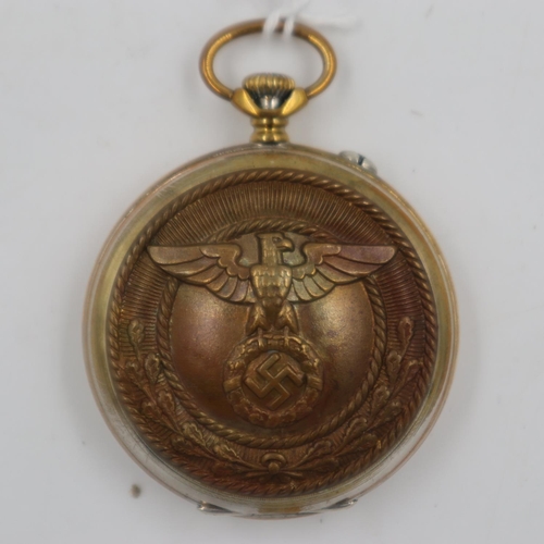 2050 - Third Reich period Junghans pocket watch. A 1930’s model, with  (working) with an SA belt buckle pla... 