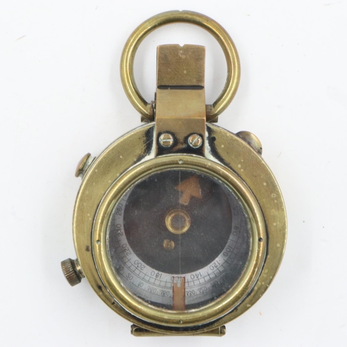 2059 - British WWI private purchase brass marching compass MK VII by Cary of London with leather case. UK P... 