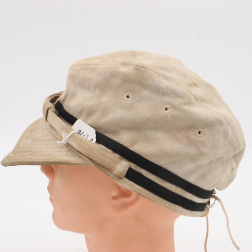 2077 - WWII Japanese Naval Officers Tropical shore cap. Nice markings inside. UK P&P Group 2 (£20+VAT for t... 