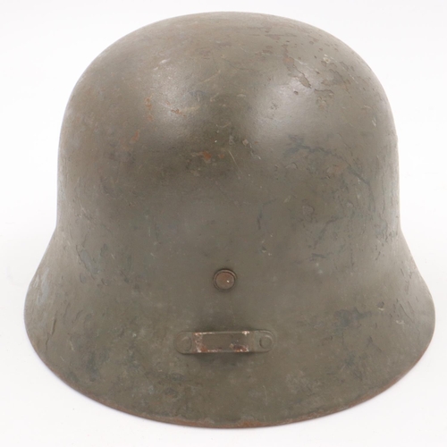 2082 - WWII Finnish Kev Os 4 “The White Death” helmet and liner with printed information. UK P&P Group 2 (£... 