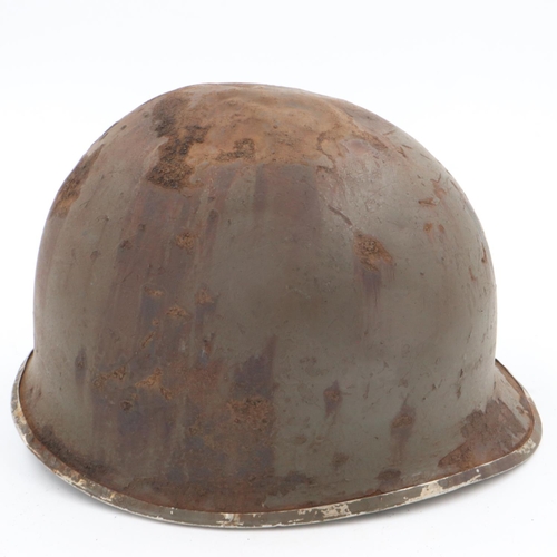 2093 - WWII US M1 Swivel Bale Helmet, with insignia of the 8th Infantry Division. This helmet has the typic... 