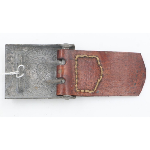 2112 - Third Reich Railway buckle and leather tab. UK P&P Group 1 (£16+VAT for the first lot and £2+VAT for... 