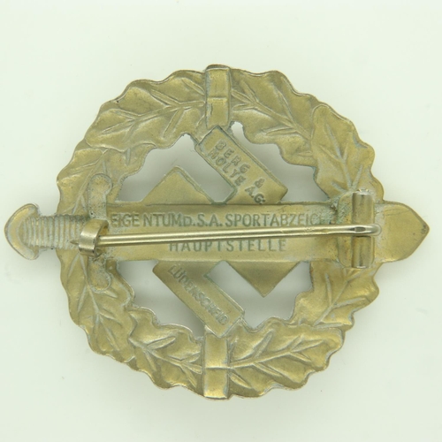 2144 - Third Reich Gold Grade S.A Sports Badge, maker: Berg & Nolte. UK P&P Group 0 (£6+VAT for the first l... 