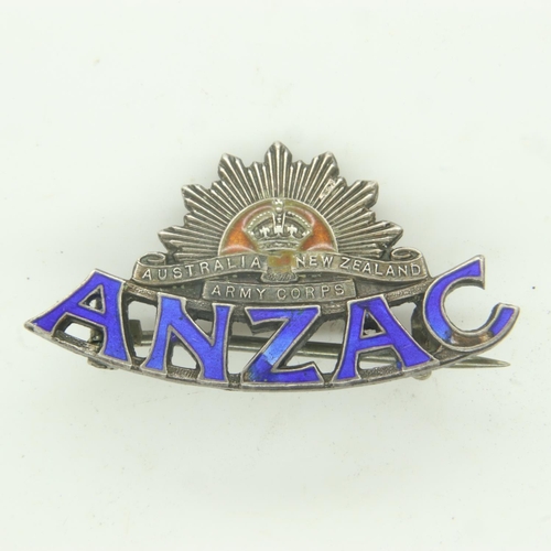 2158 - WWI ANZAC enamelled silver sweetheart brooch. UK P&P Group 0 (£6+VAT for the first lot and £1+VAT fo... 