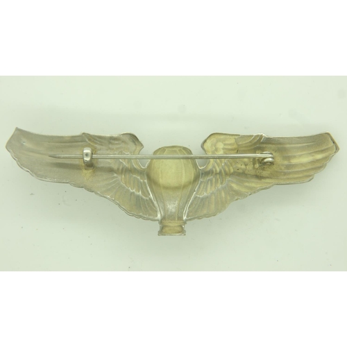 2167 - WWI/WWII US Balloon Pilots Silver Plated Wings. These were issued to the US Army, Airforce, and Navy... 