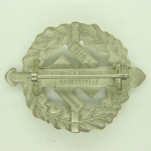 2168 - Third Reich 1st Pattern Silver Grade SA Sports Badge, maker Berg & Nolte. UK P&P Group 0 (£6+VAT for... 