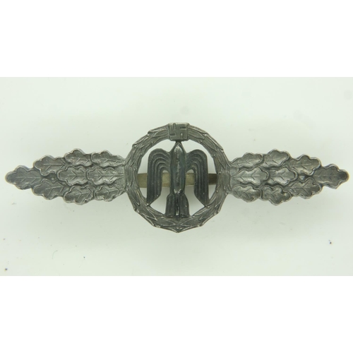 2176 - Late WWII German Luftwaffe Silver Grade Plated Tombac Bombers Pilots Clasp, un-marked. UK P&P Group ... 