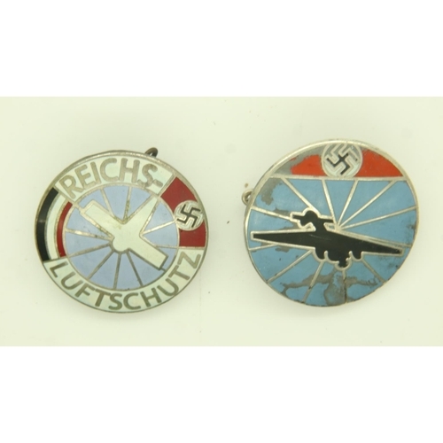 2181 - WWII German Flugmeldedienst (Aircraft Reporting Service) & German Air Raid Wardens Badges. UK P&P Gr... 