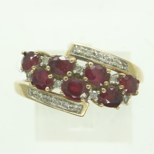 13 - 9ct gold ring set with rubies and diamonds, size U, 2.8g. UK P&P Group 0 (£6+VAT for the first lot a... 