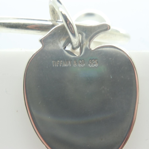 14 - Tiffany & Co silver torq-form keyring with apple charm, in Tiffany fabric pouch, 10g. UK P&P Group 0... 