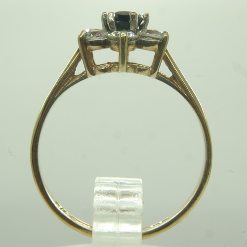 23 - 9ct gold ring set with sapphire and cubic zirconia, size N, 2.2g. UK P&P Group 0 (£6+VAT for the fir... 