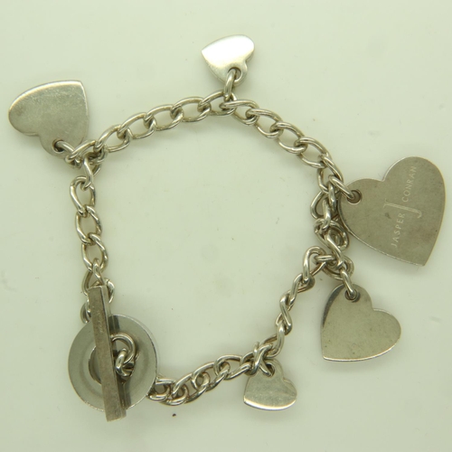 25 - Jasper Conran silver charm bracelet, L: 20 cm, 30g. UK P&P Group 0 (£6+VAT for the first lot and £1+... 