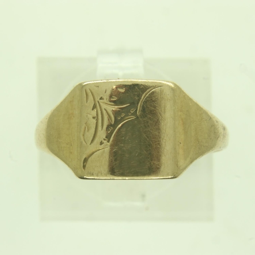 28 - 9ct gold signet ring, size M, misshapen, 1.8g. UK P&P Group 0 (£6+VAT for the first lot and £1+VAT f... 