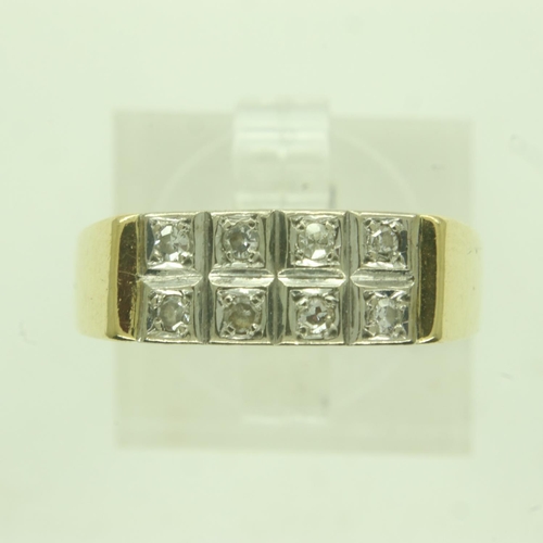 3 - 18ct gold ten-stone diamond set ring, size N/O, 4.8g. P&P Group 0 (£6+VAT for the first lot and £1+V... 