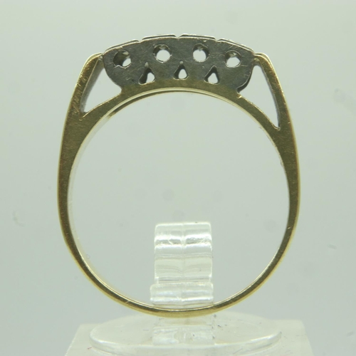 3 - 18ct gold ten-stone diamond set ring, size N/O, 4.8g. P&P Group 0 (£6+VAT for the first lot and £1+V... 