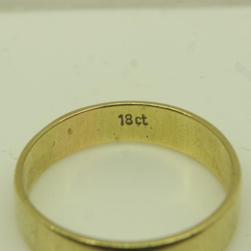 33 - 18ct gold wide profile wedding band, size P, 3.9g. P&P Group 0 (£6+VAT for the first lot and £1+VAT ... 