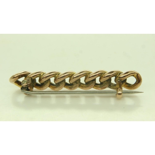 36 - Edwardian 9ct gold chain-link brooch, unmarked, L: 35 mm, 2.3g. UK P&P Group 0 (£6+VAT for the first... 