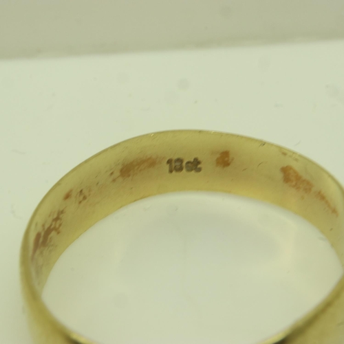 40 - 18ct gold wide profile wedding band, size Y (mis-shapen), 5.4g. P&P Group 0 (£6+VAT for the first lo... 