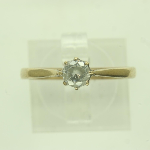 43 - 9ct gold solitaire engagement ring, set with cubic zirconia, size O, 1.3g. UK P&P Group 0 (£6+VAT fo... 