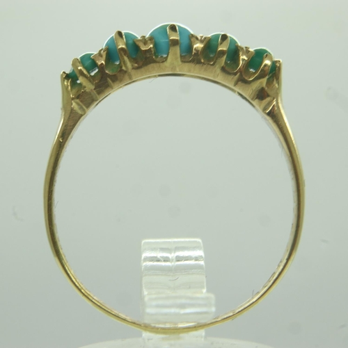 8 - 18ct gold five-stone ring set with graduating turquoise, dated 1916 to the shank, size P, 2.6g. P&P ... 