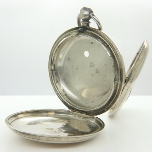 55 - Chester hallmarked silver full hunter pocket watch case, 61g. UK P&P Group 1 (£16+VAT for the first ... 