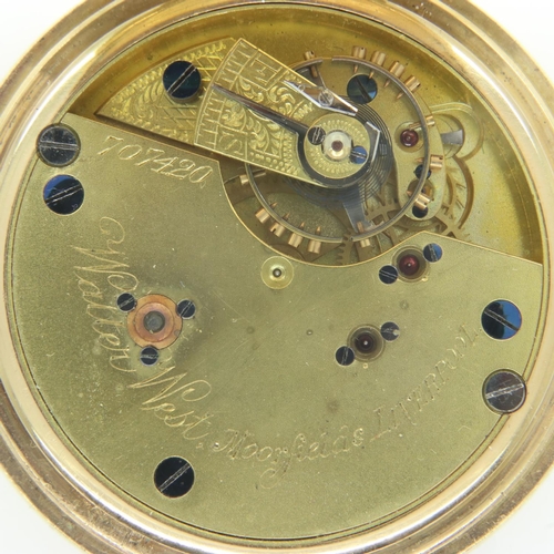 58 - WALTER WEST, LIVERPOOL: an 18ct gold cased full hunter pocket watch, crown wind, having a circular e... 