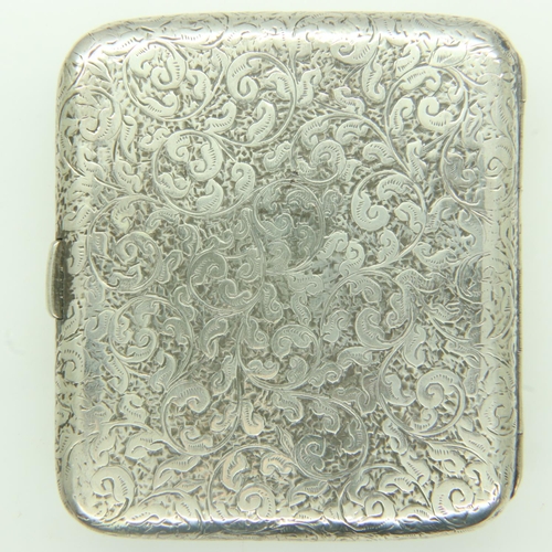 89 - Victorian hallmarked silver cigarette case with chased decoration, 98g. UK P&P Group 1 (£16+VAT for ... 