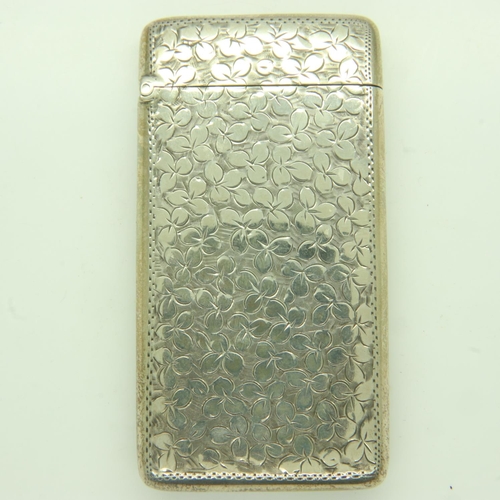 90 - Victorian hallmarked silver card case of rectangular form and with scale-effect decoration, 41g. UK ... 