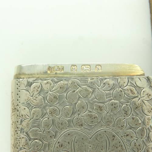 90 - Victorian hallmarked silver card case of rectangular form and with scale-effect decoration, 41g. UK ... 