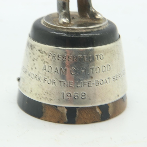 93 - Hallmarked silver 1968 presentation lifeboat figure, H: 80 mm. UK P&P Group 1 (£16+VAT for the first... 