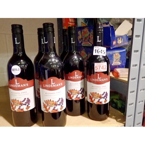 1045 - Six Lindemans alcohol free Cabernet Sauvignon wines. Not available for in-house P&P