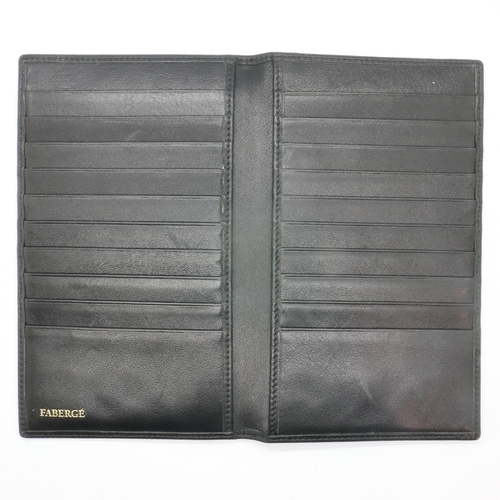 111 - Faberge silk lined, black leather card wallet. UK P&P Group 1 (£16+VAT for the first lot and £2+VAT ... 