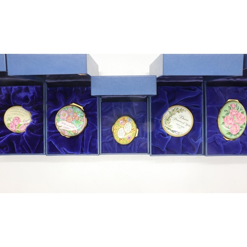 116 - Five Halcyon Days enamel patch boxes, each with certificates. UK P&P Group 1 (£16+VAT for the first ... 